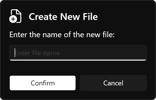 Create new file dialog