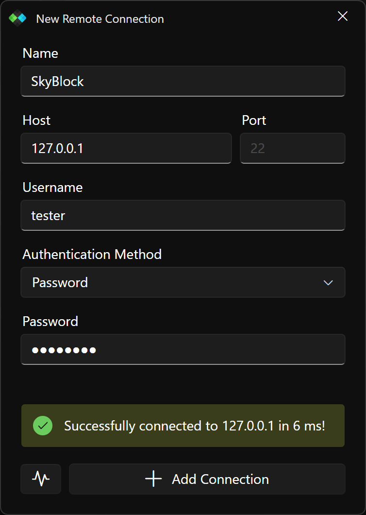 New Remote Connection dialog